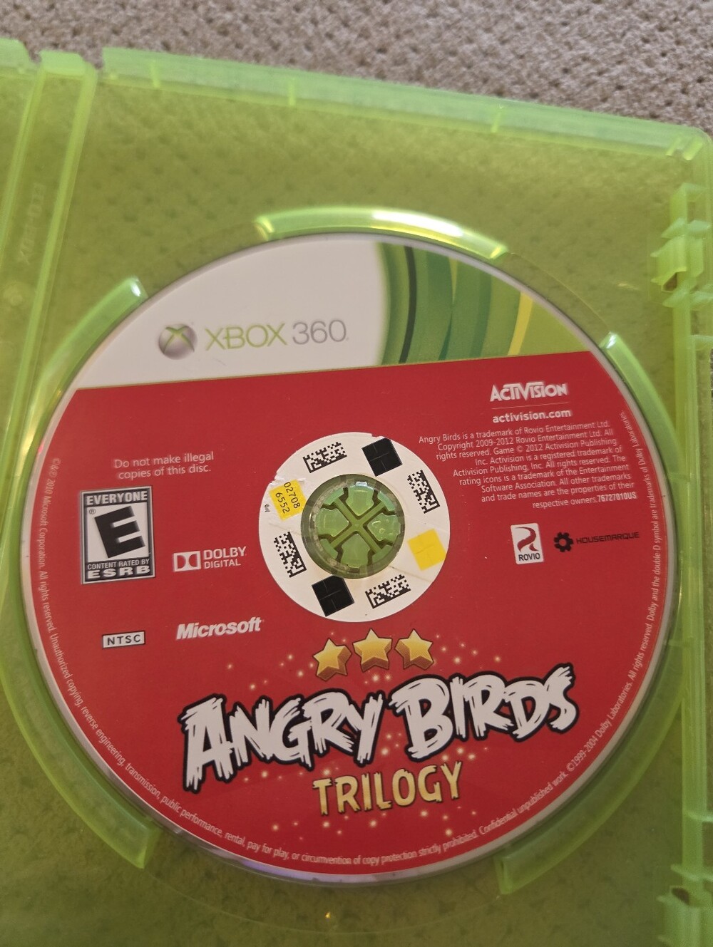 Angry Birds Trilogy Xbox 360 Disc, Case. No Manual or case art. Microsoft - Picture 5 of 16